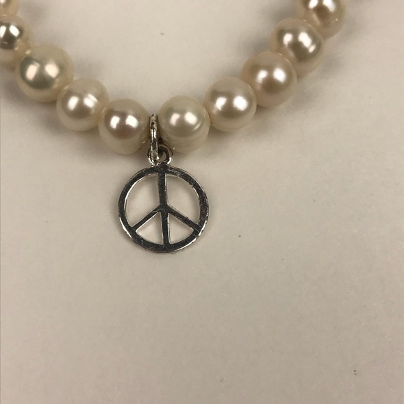 Freshwater Pearl Sterling Silver Peace Bracelet - Picture 2 of 4